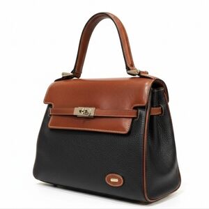 BALLY Vintage Bicolor Leather Top Handle Bag Turn Lock Design